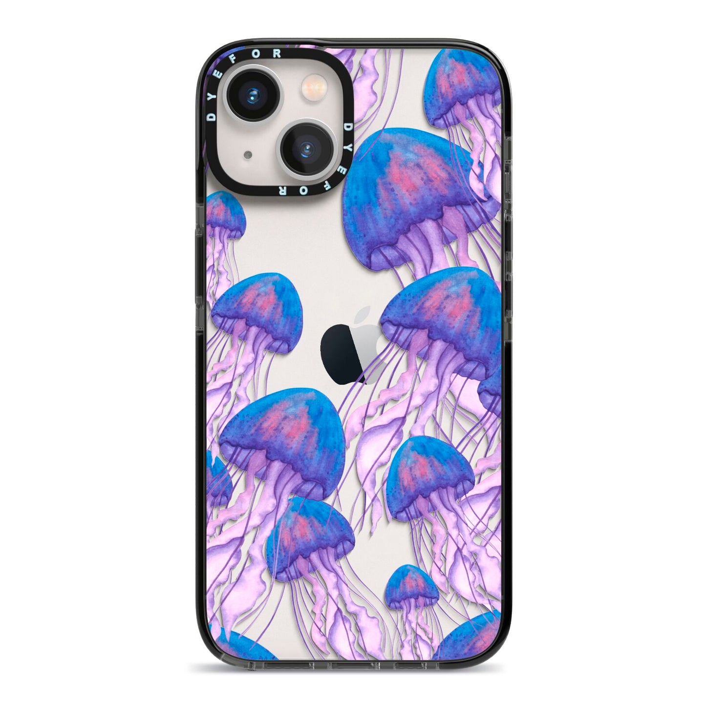 Jellyfish iPhone 13 Black Impact Case on Silver phone