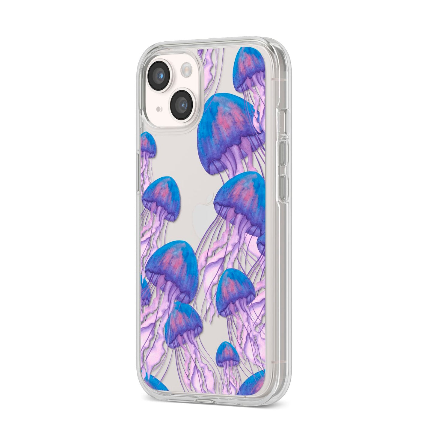 Jellyfish iPhone 14 Clear Tough Case Starlight Angled Image