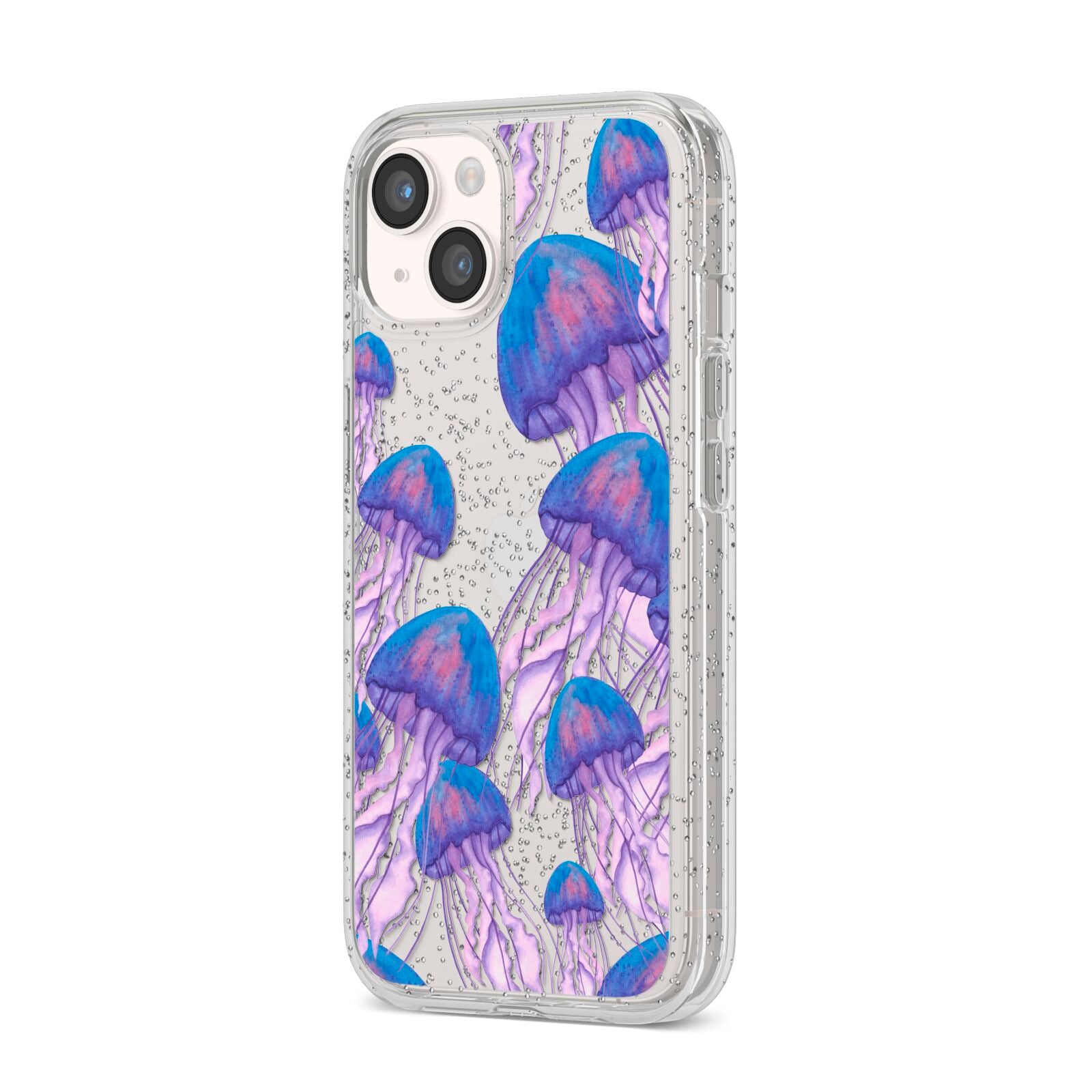 Jellyfish iPhone 14 Glitter Tough Case Starlight Angled Image