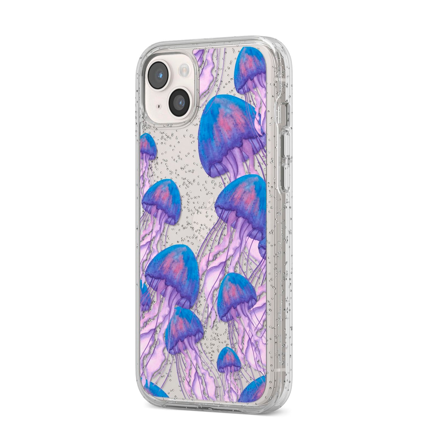Jellyfish iPhone 14 Plus Glitter Tough Case Starlight Angled Image