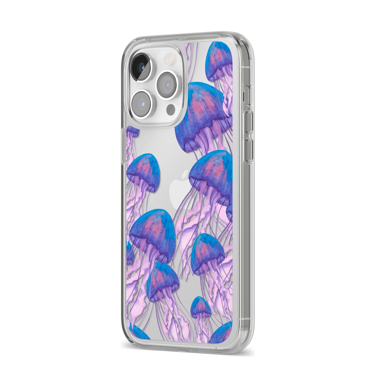 Jellyfish iPhone 14 Pro Max Clear Tough Case Silver Angled Image