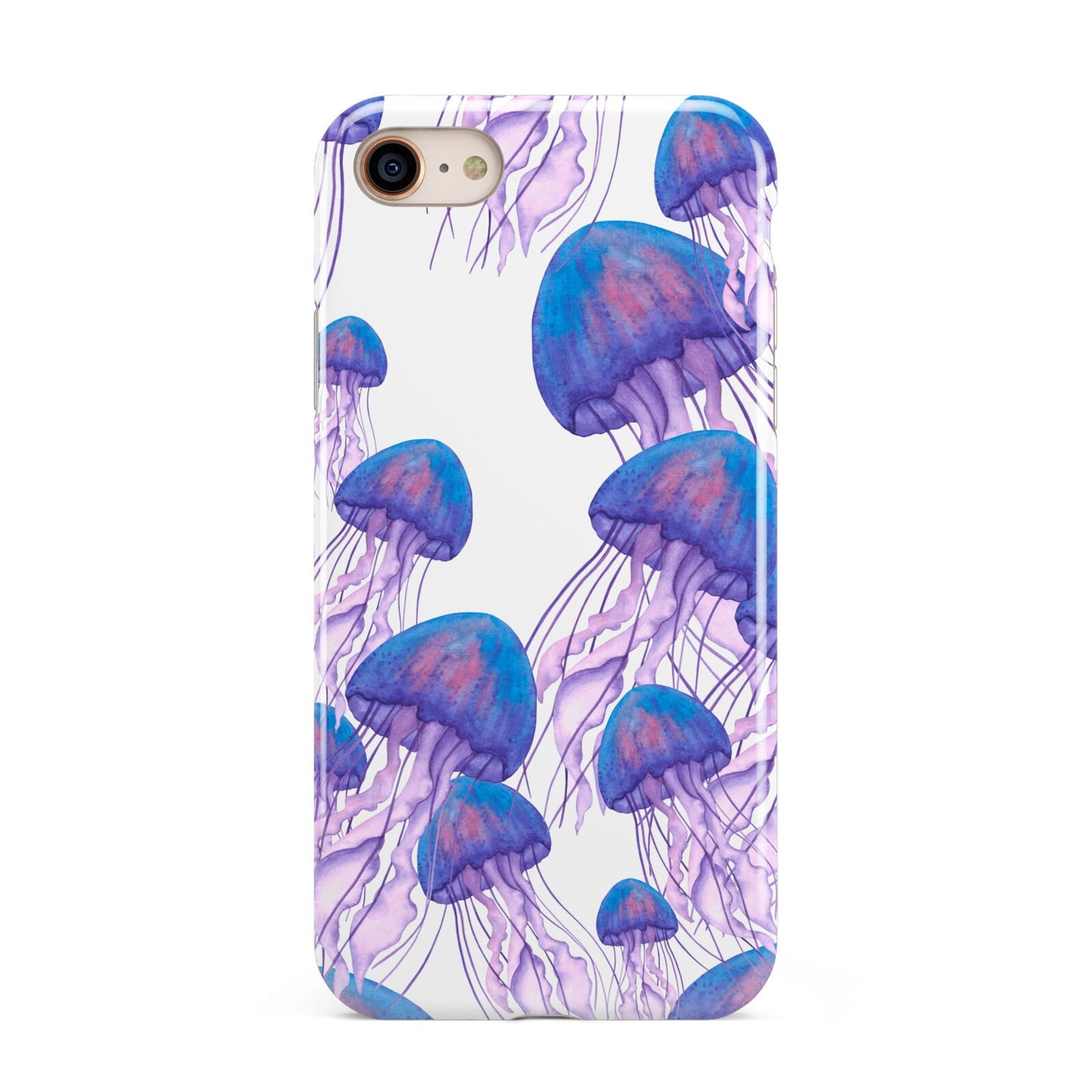 Jellyfish iPhone 8 3D Tough Case on Gold Phone