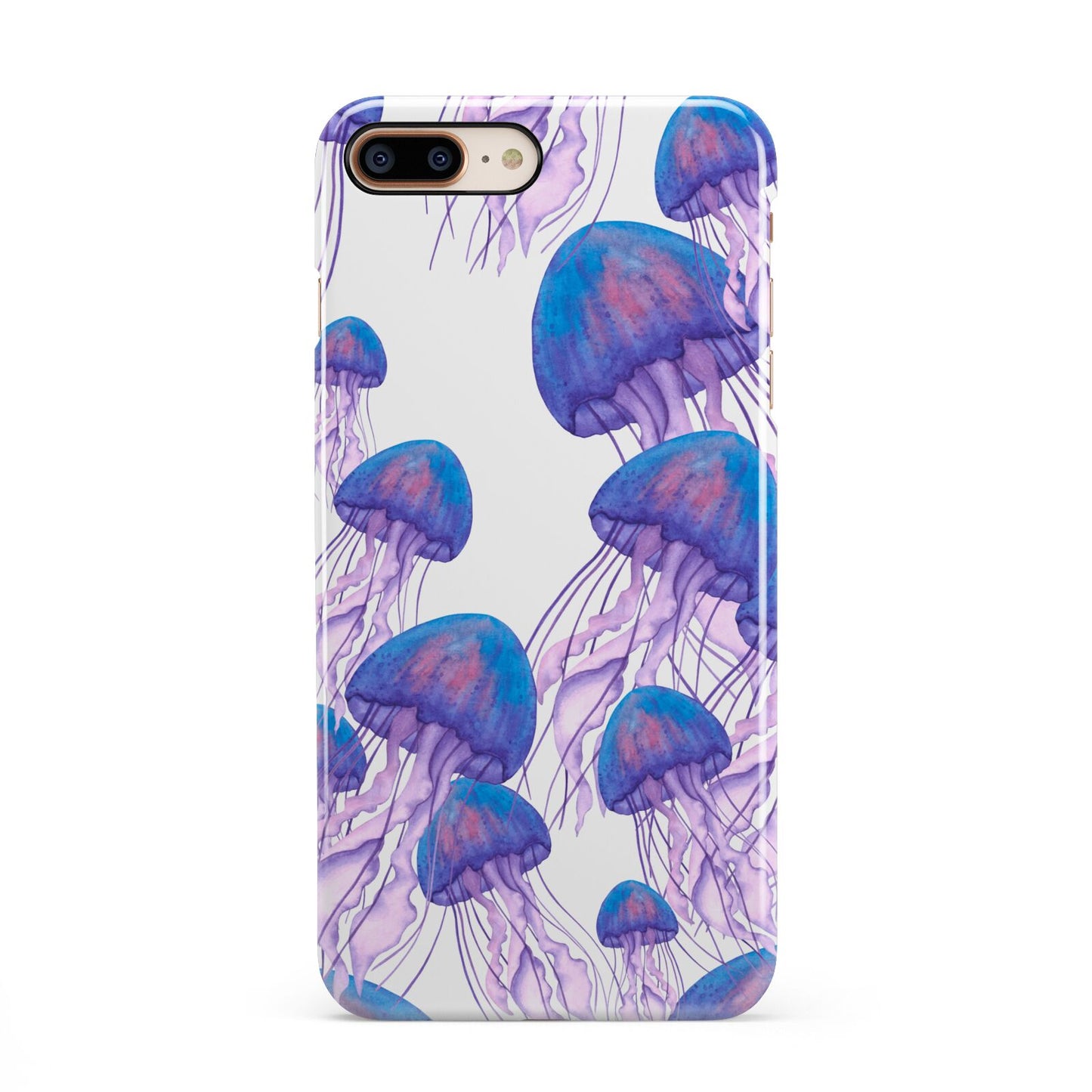 Jellyfish iPhone 8 Plus 3D Snap Case on Gold Phone