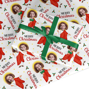 Jesus Foto Gesicht Personalisiertes Weihnachtspapier personalisierte Weihnachtspapier