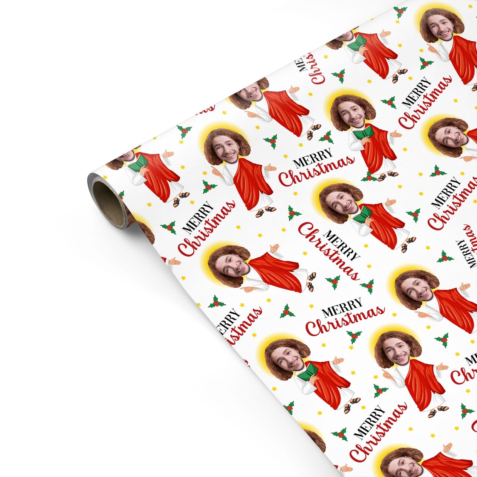 Jesus Photo Face Personalised Christmas Personalised Gift Wrap