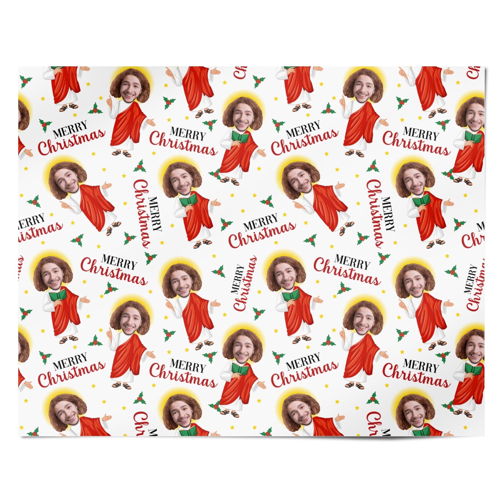 Jesus Photo Face Personalised Christmas Personalised Wrapping Paper Alternative