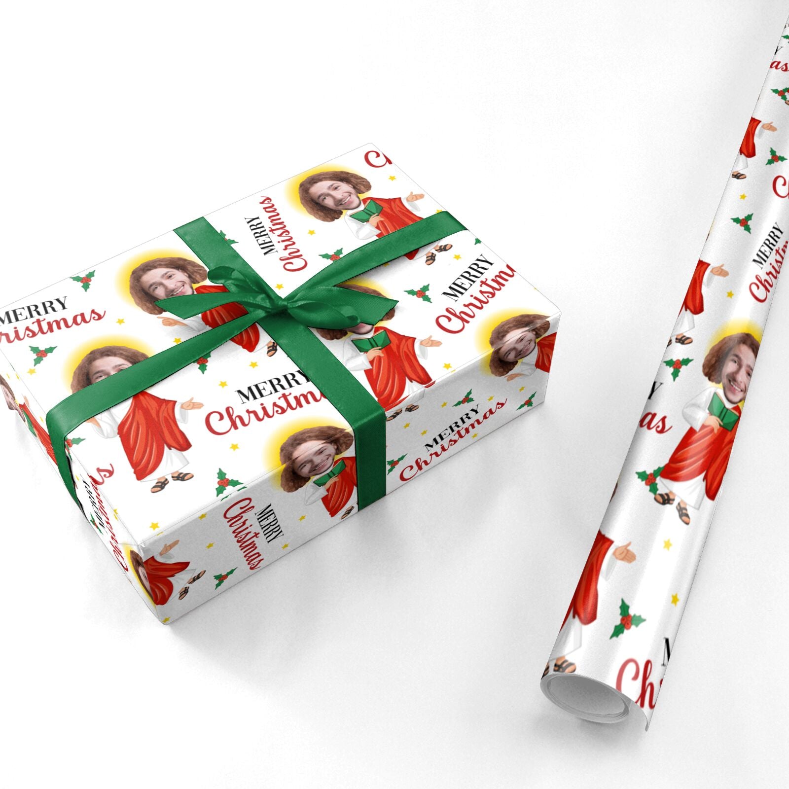Jesus Photo Face Personalised Christmas Personalised Wrapping Paper