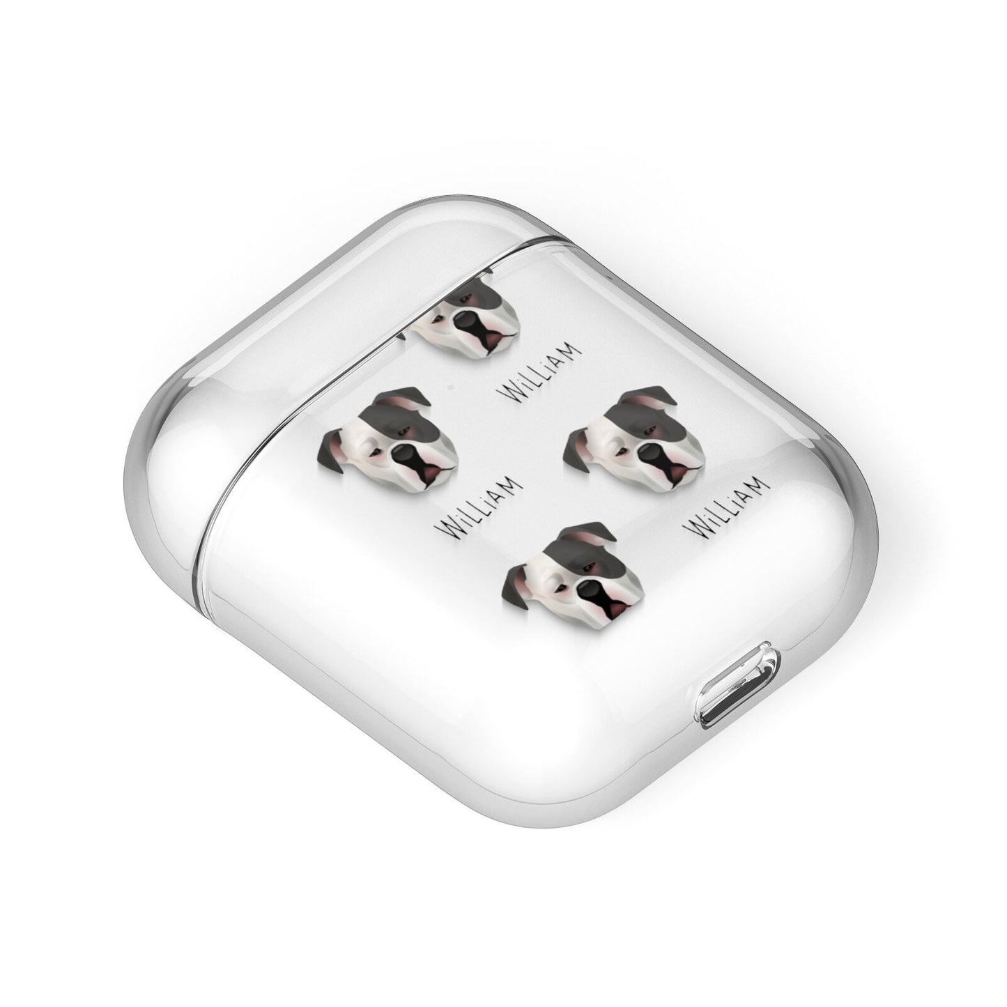 Johnson American Bulldog Icon with Name AirPods Case Laid Flat