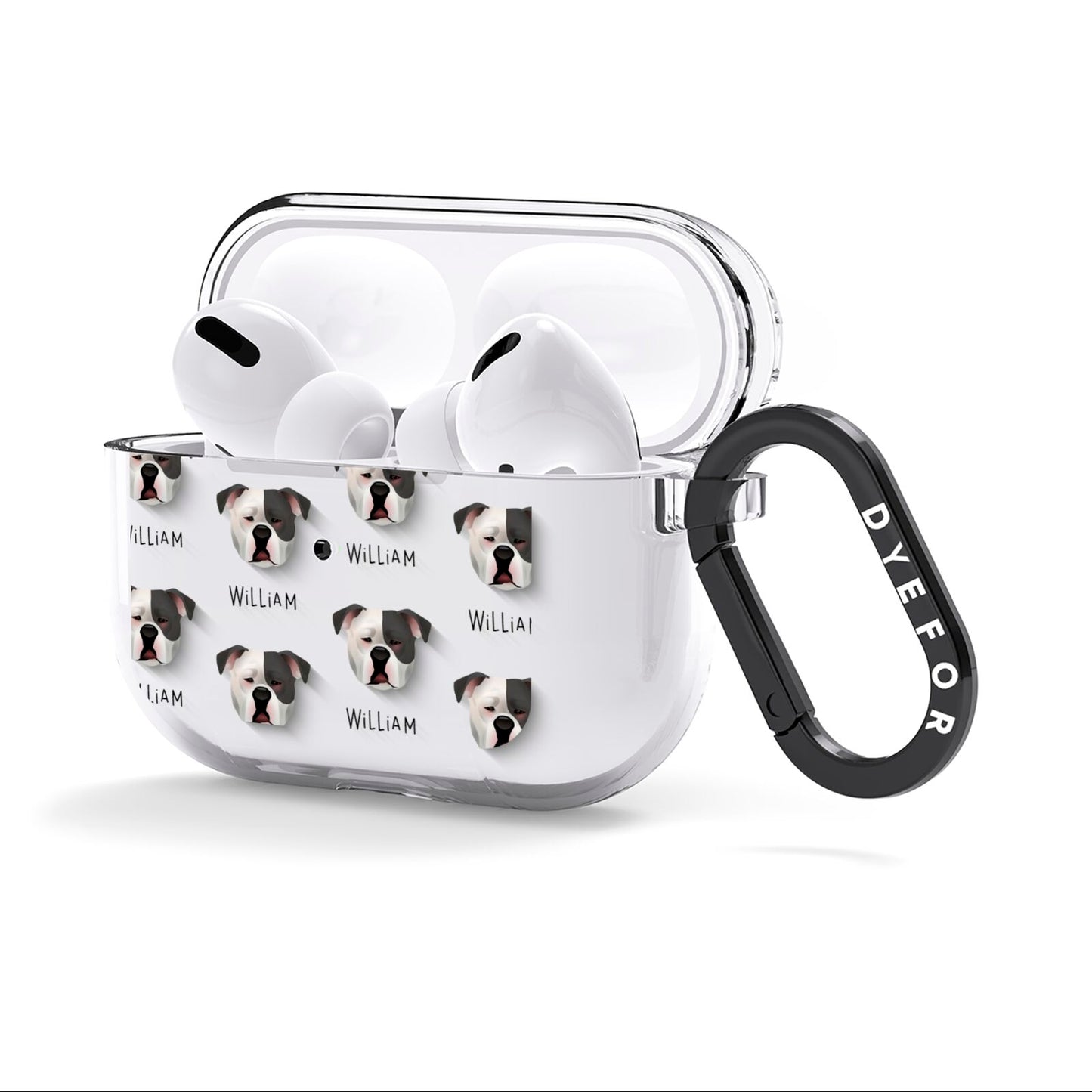 Johnson American Bulldog Icon with Name AirPods Clear Case 3rd Gen Side Image