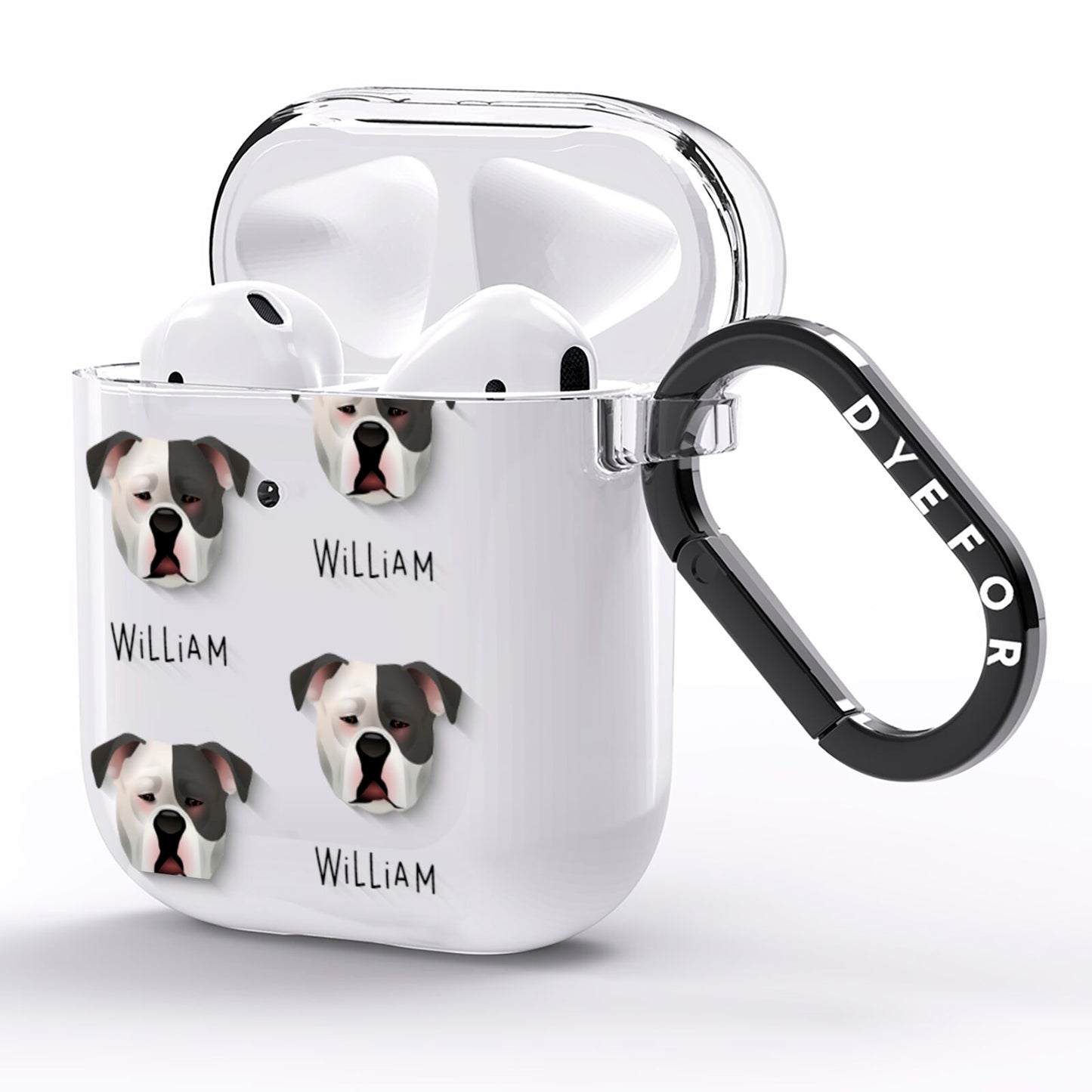 Johnson American Bulldog Icon with Name AirPods Clear Case Side Image