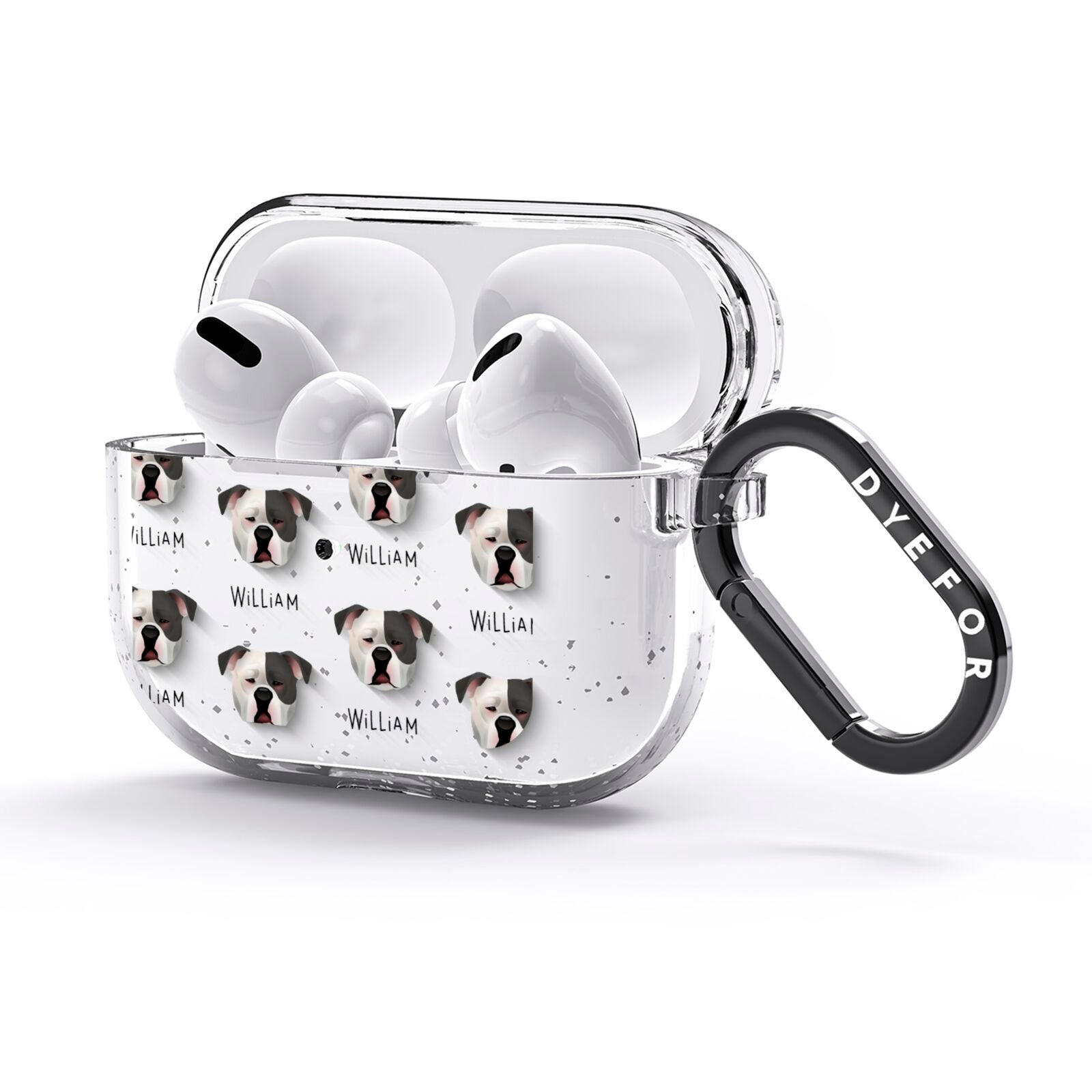 Johnson American Bulldog Icon with Name AirPods Glitter Case 3rd Gen Side Image
