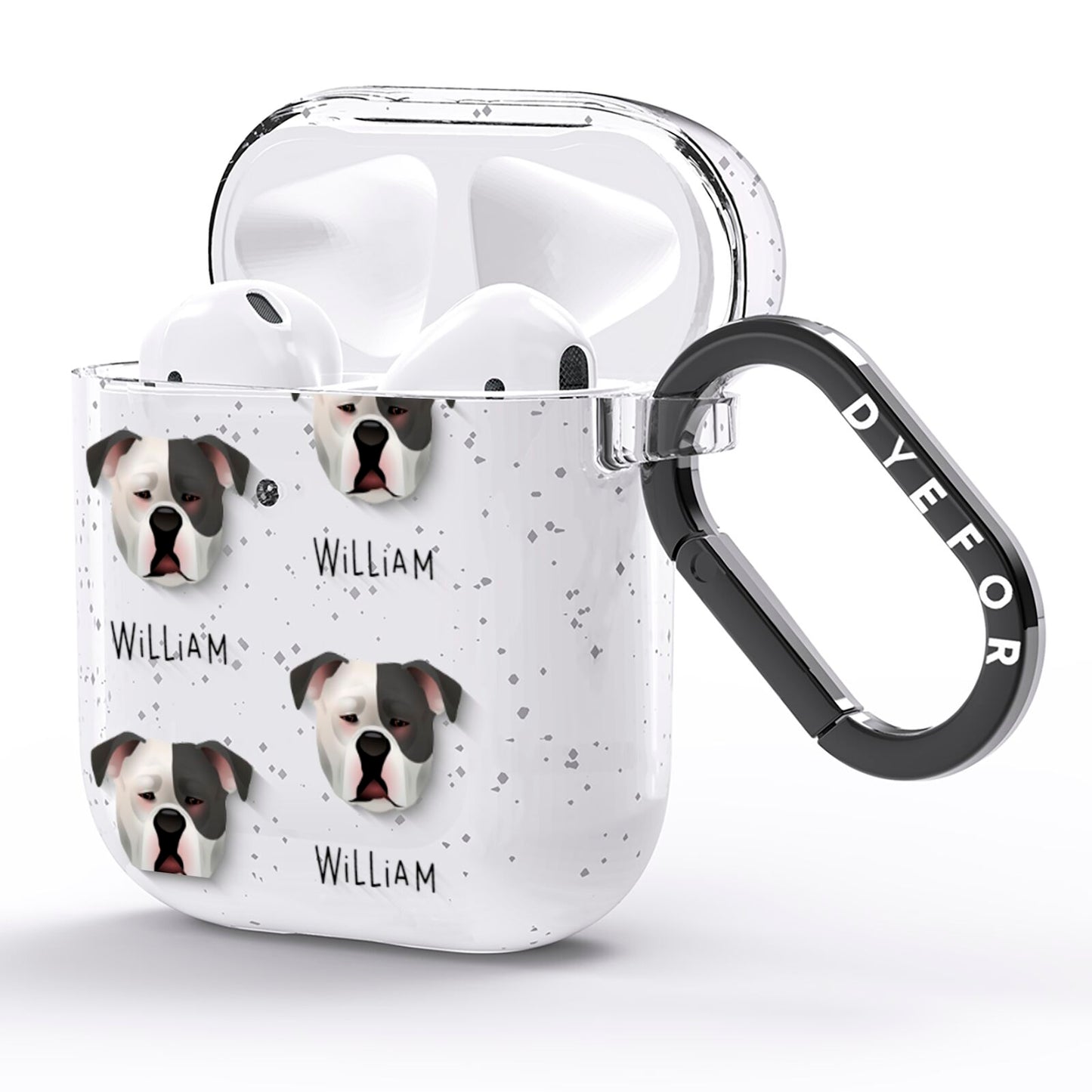 Johnson American Bulldog Icon with Name AirPods Glitter Case Side Image