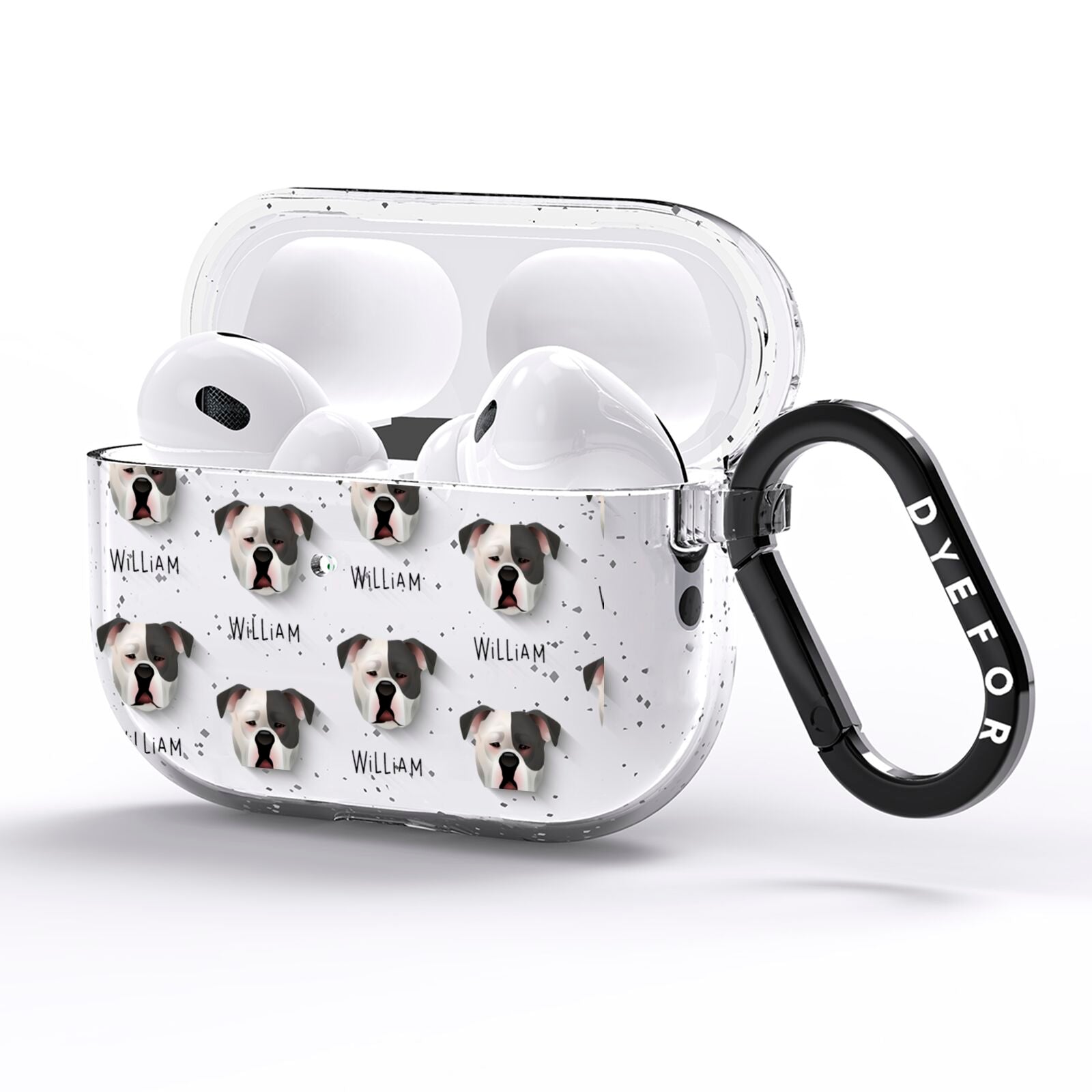Johnson American Bulldog Icon with Name AirPods Pro Glitter Case Side Image
