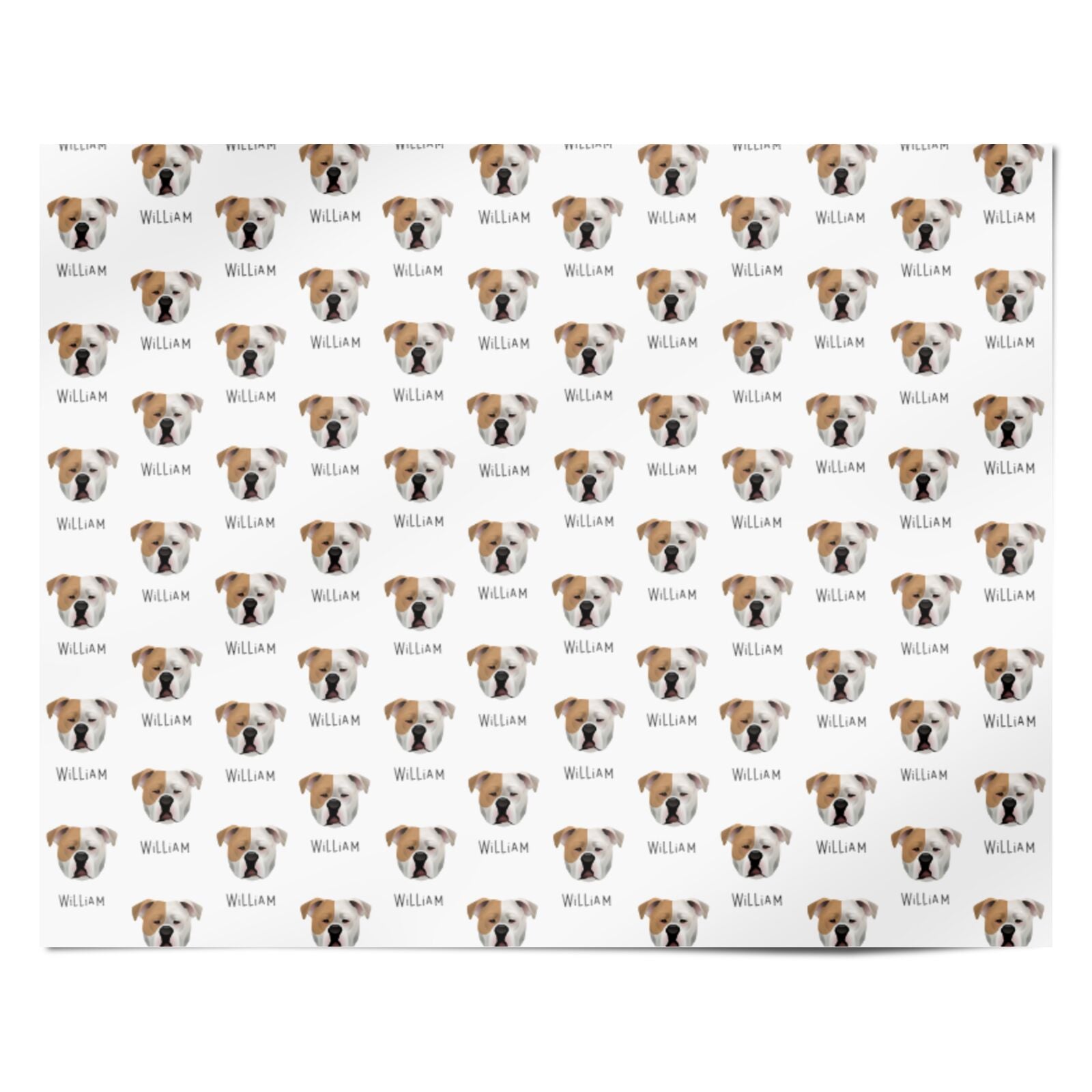 Johnson American Bulldog Icon with Name Personalised Wrapping Paper Alternative