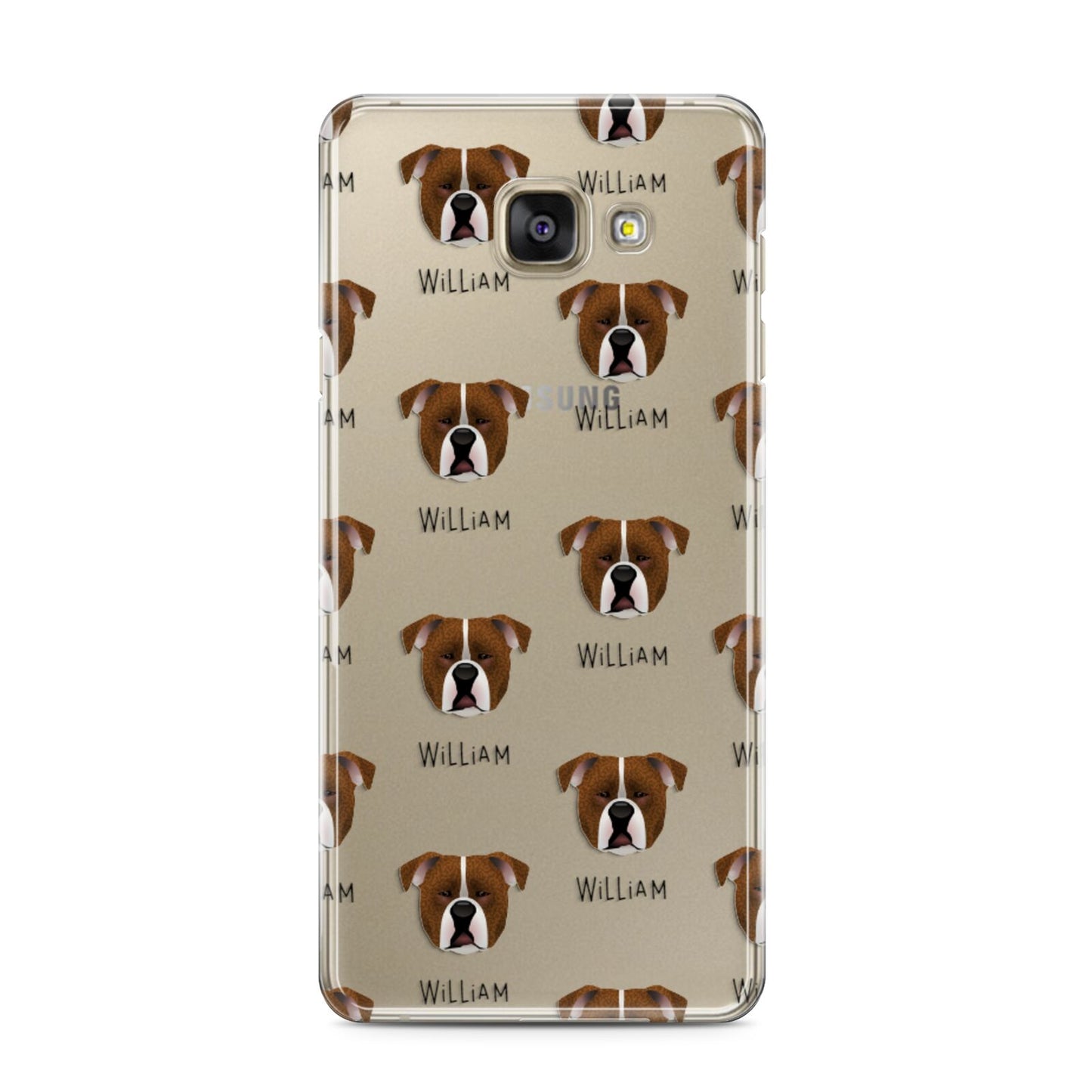 Johnson American Bulldog Icon with Name Samsung Galaxy A3 2016 Case on gold phone