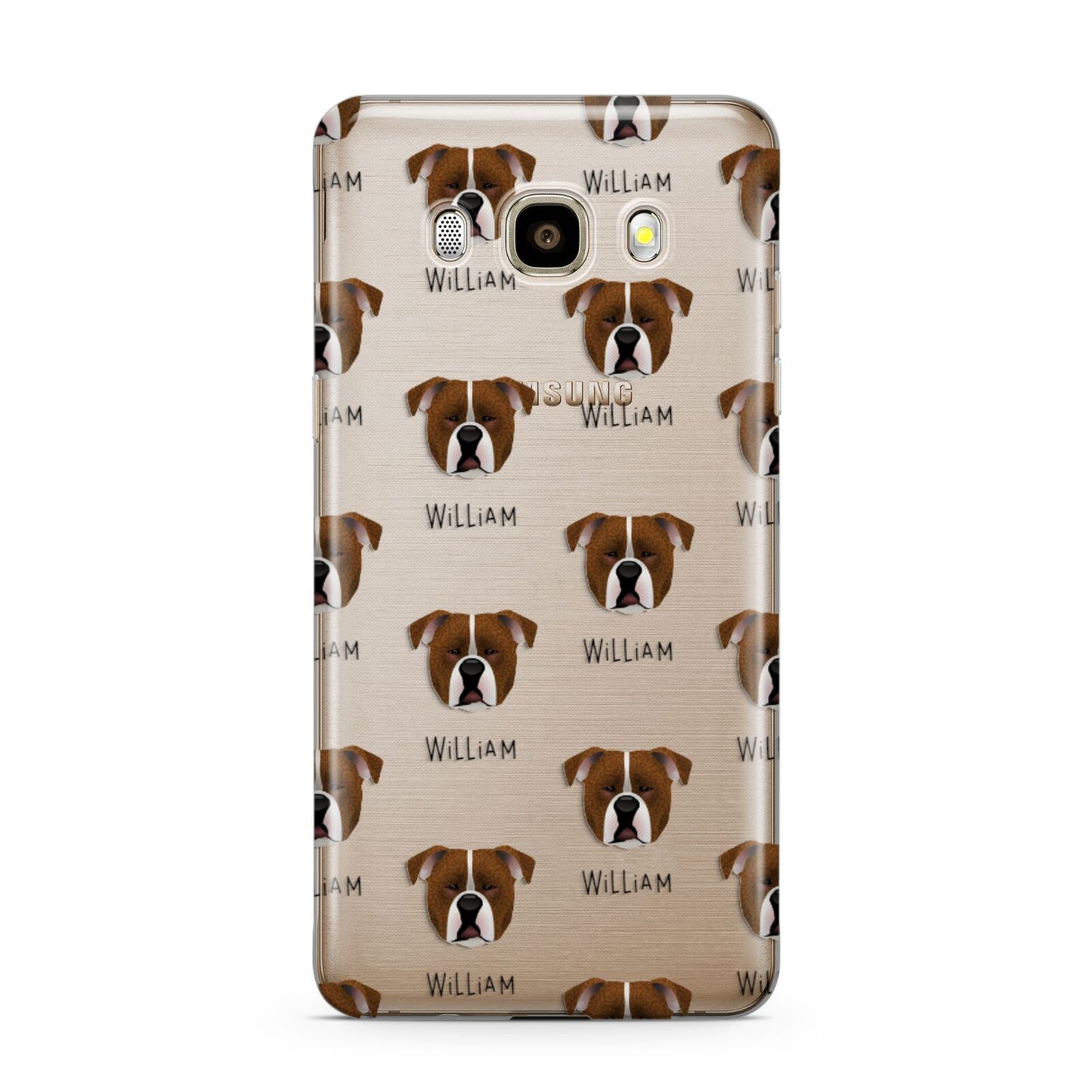 Johnson American Bulldog Icon with Name Samsung Galaxy J7 2016 Case on gold phone