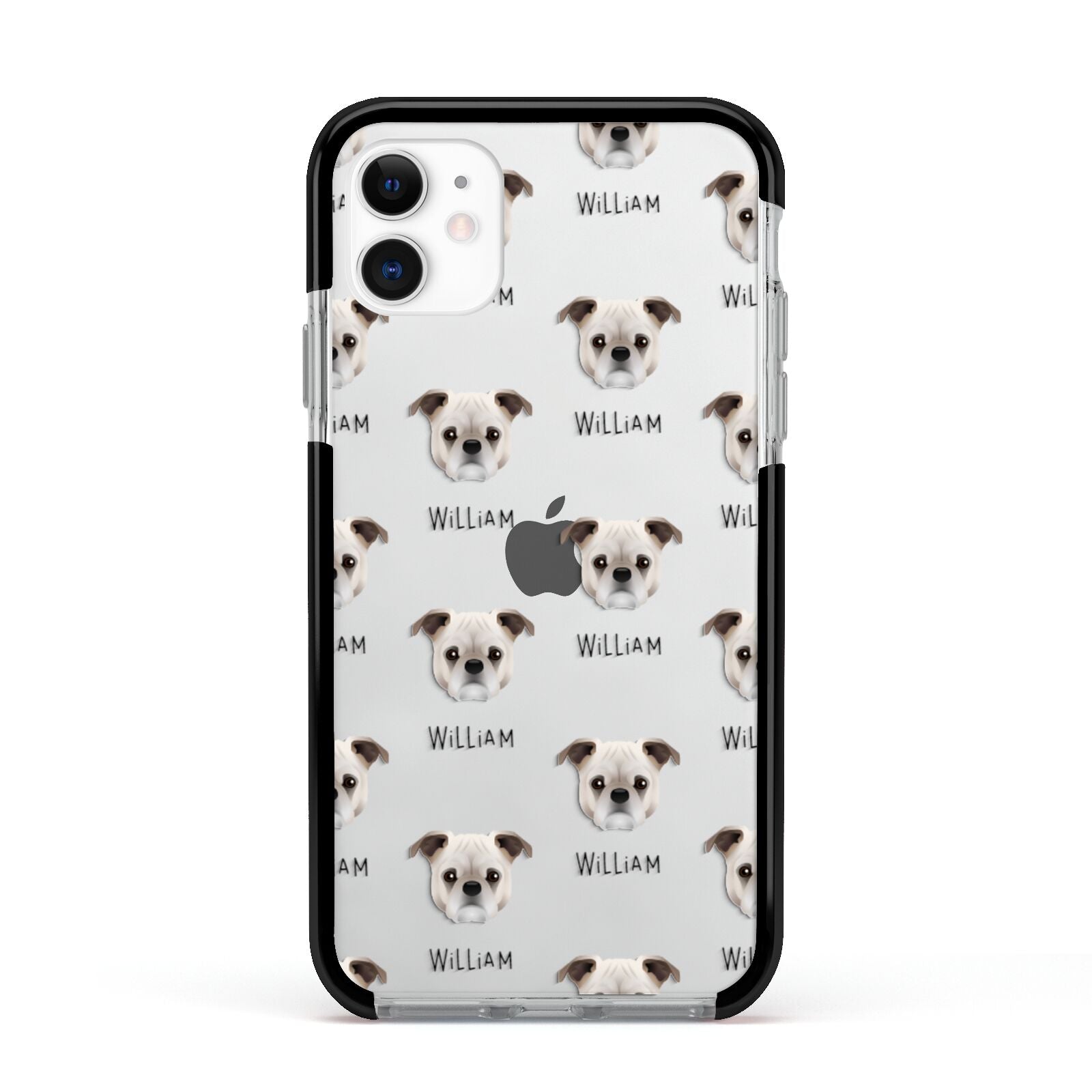 Jug Icon with Name Apple iPhone 11 in White with Black Impact Case