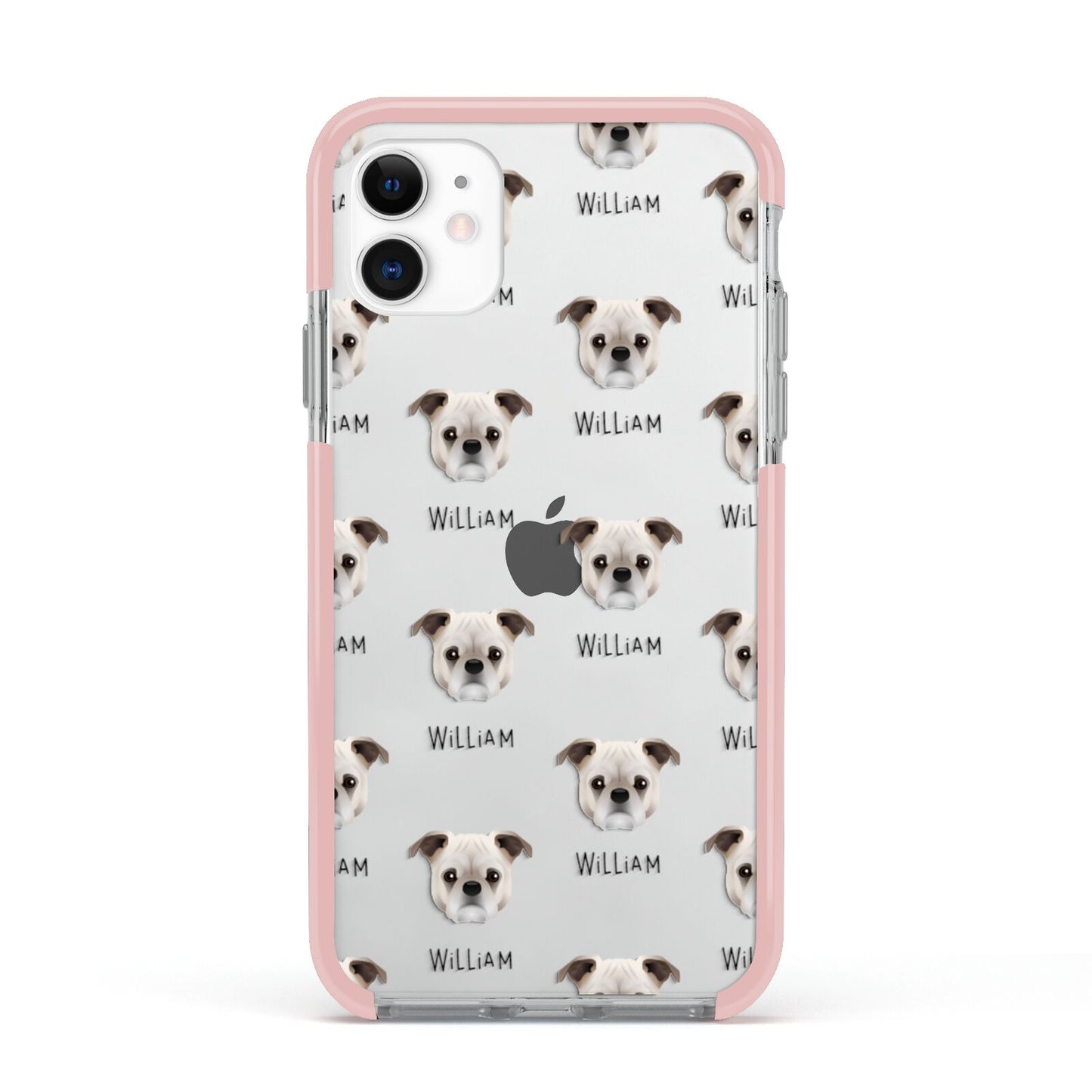 Jug Icon with Name Apple iPhone 11 in White with Pink Impact Case