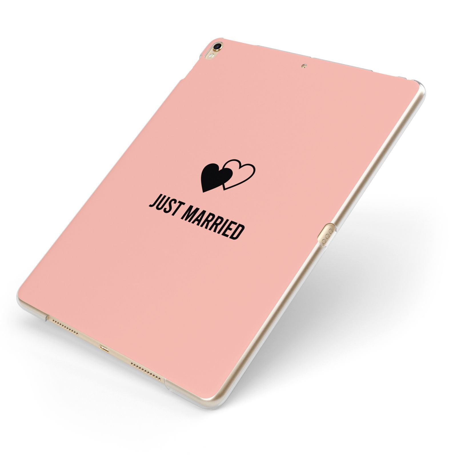 Just Married Apple iPad Case on Gold iPad Side View