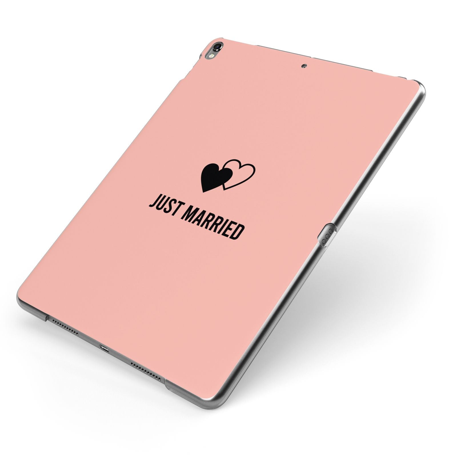 Just Married Apple iPad Case on Grey iPad Side View