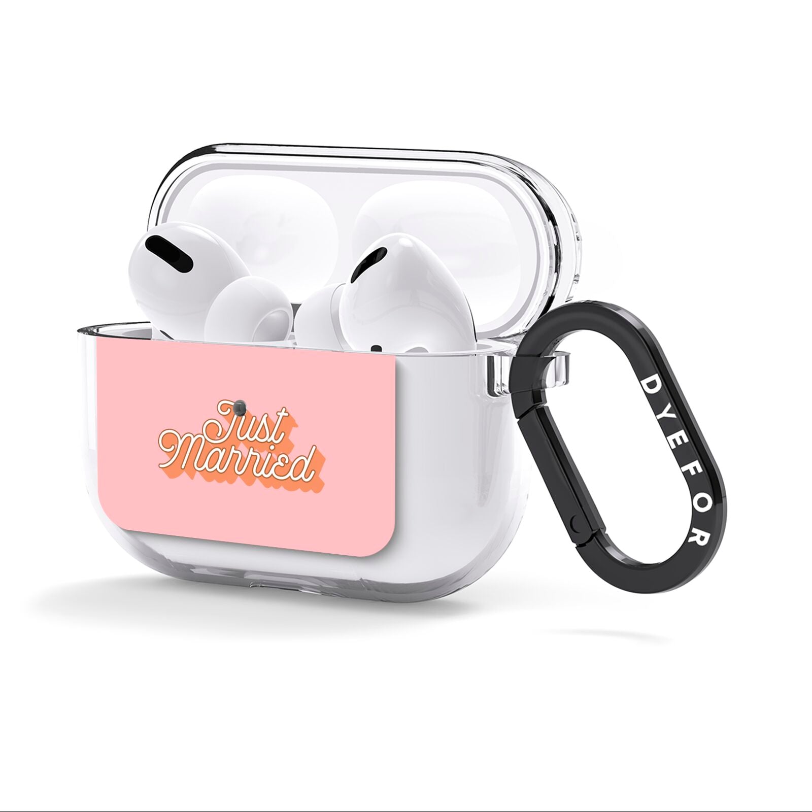 Just Married Pink AirPods Clear Case 3rd Gen Side Image