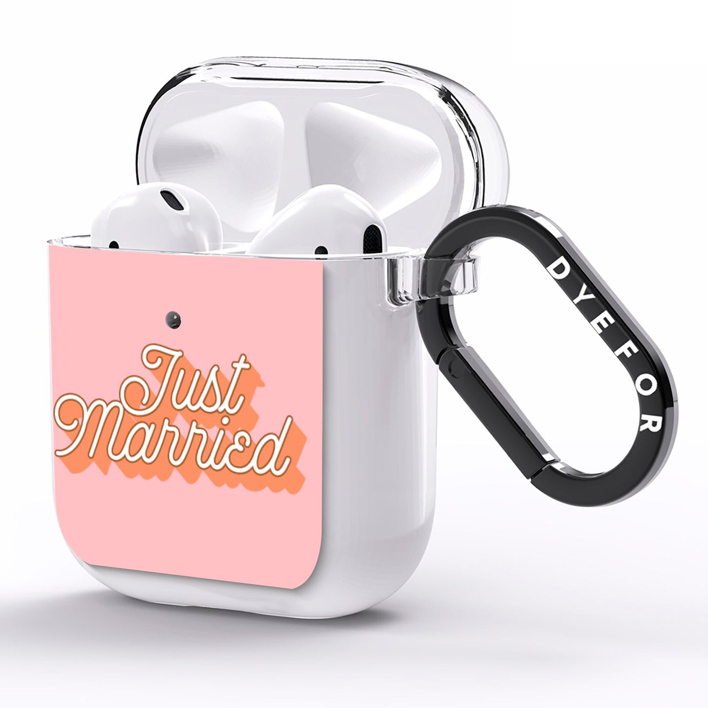 Just Married Pink AirPods Clear Case Side Image