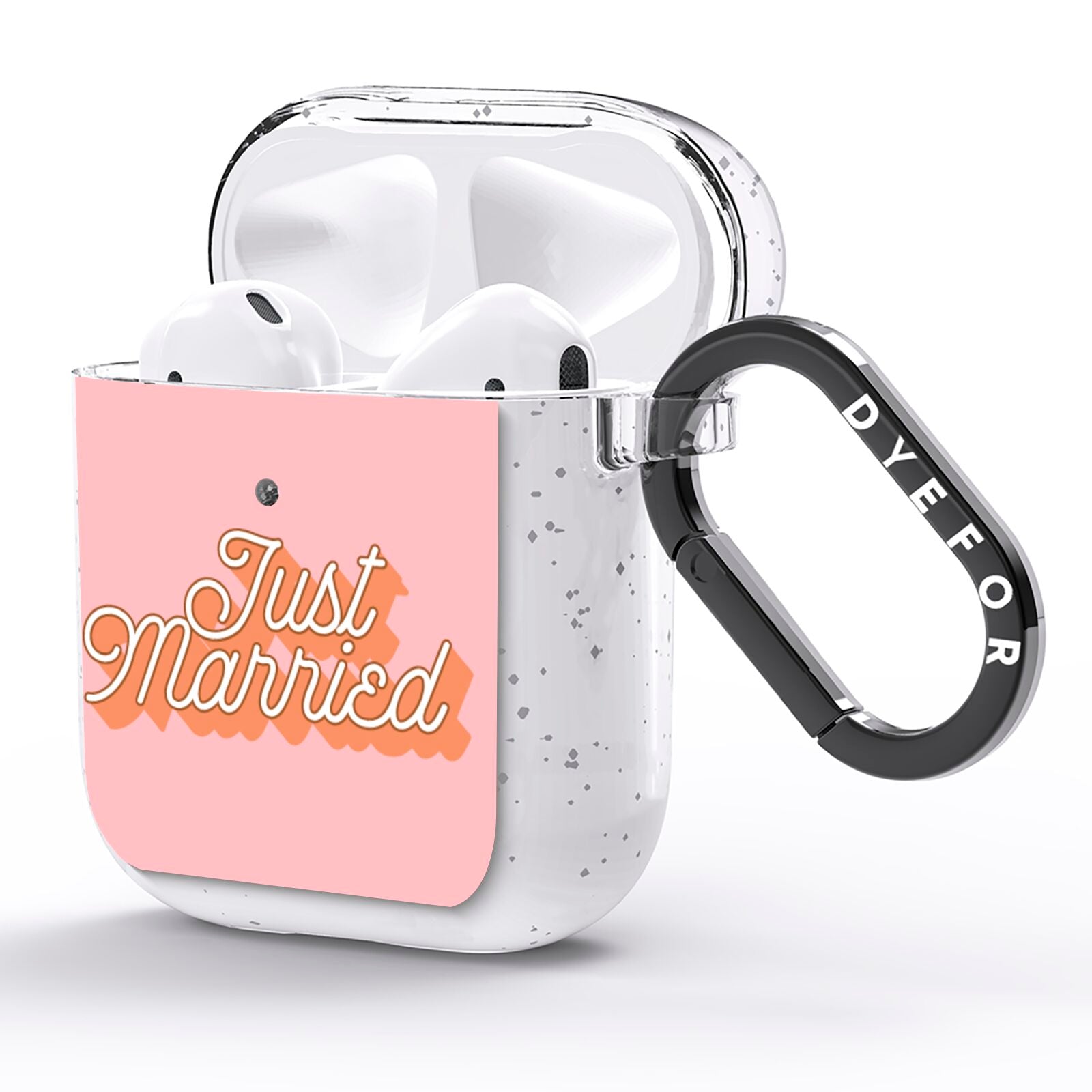 Just Married Pink AirPods Glitter Case Side Image