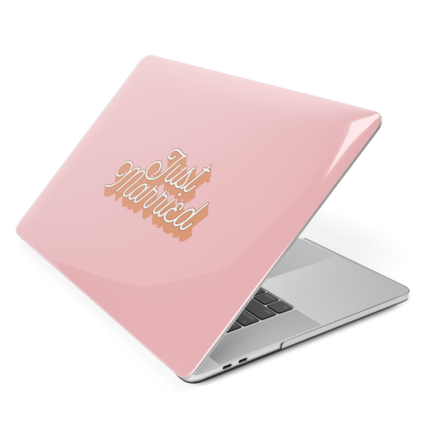 Just Married Pink Apple MacBook Case Side View