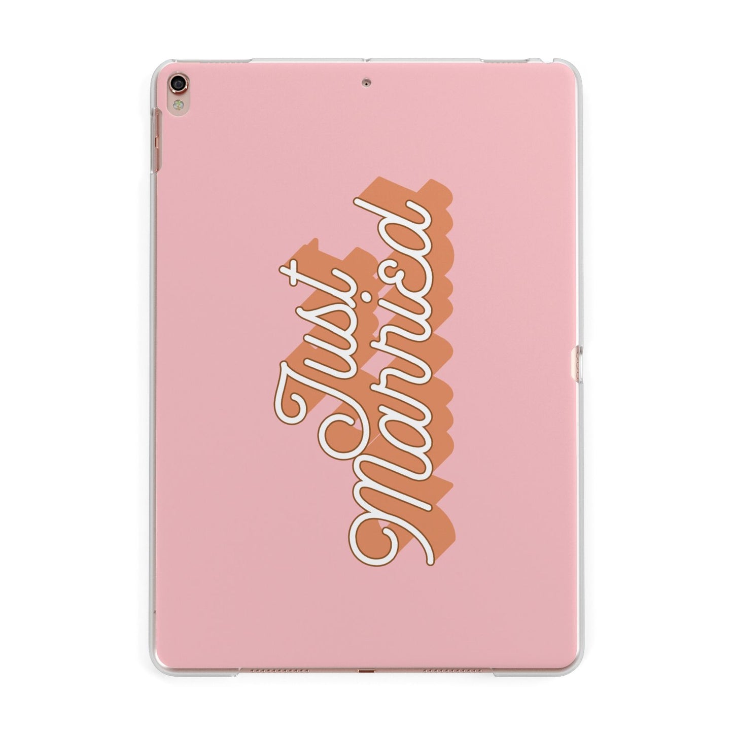 Just Married Pink Apple iPad Rose Gold Case