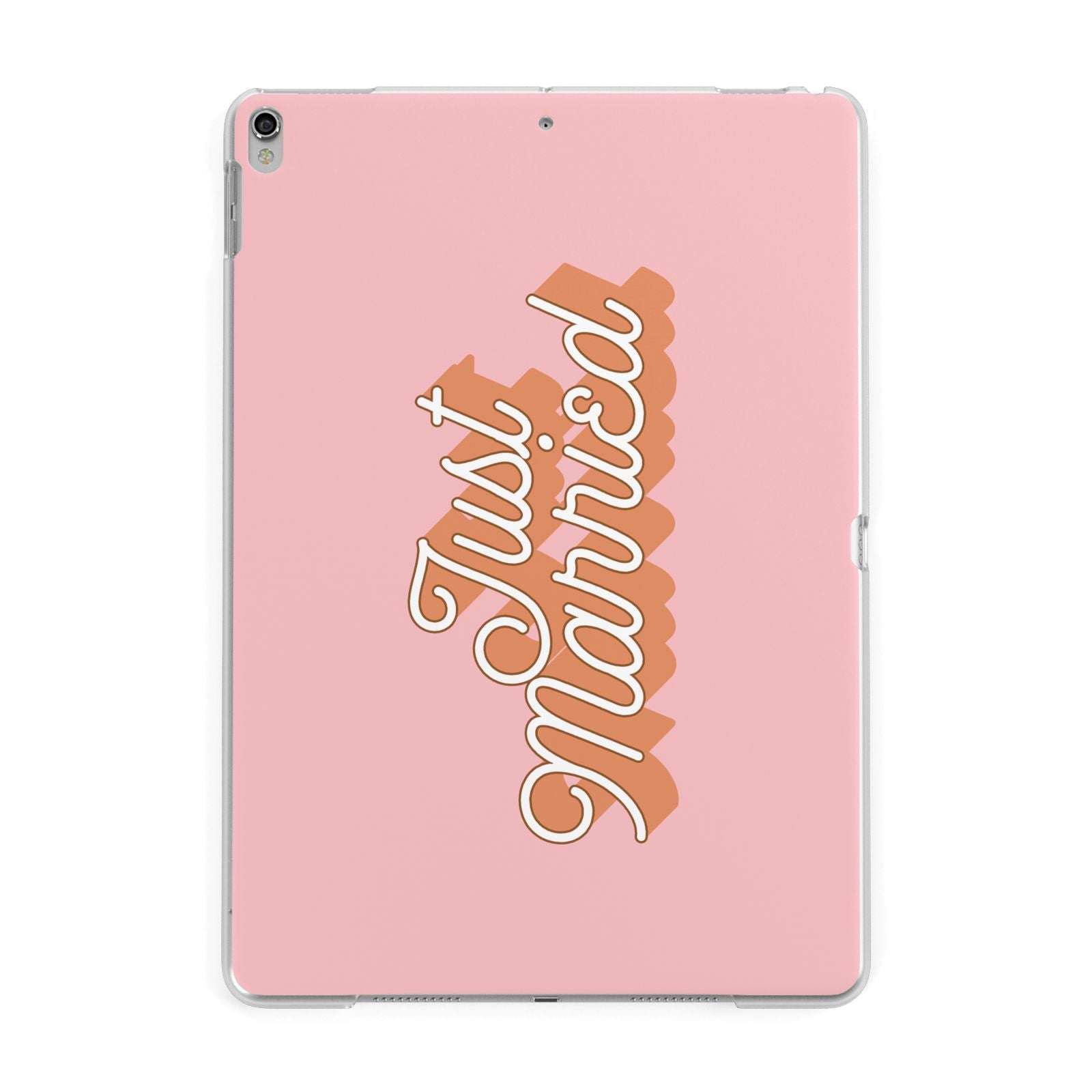 Just Married Pink Apple iPad Silver Case