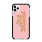 Just Married Pink Apple iPhone 11 Pro Max in Silver with Black Impact Case