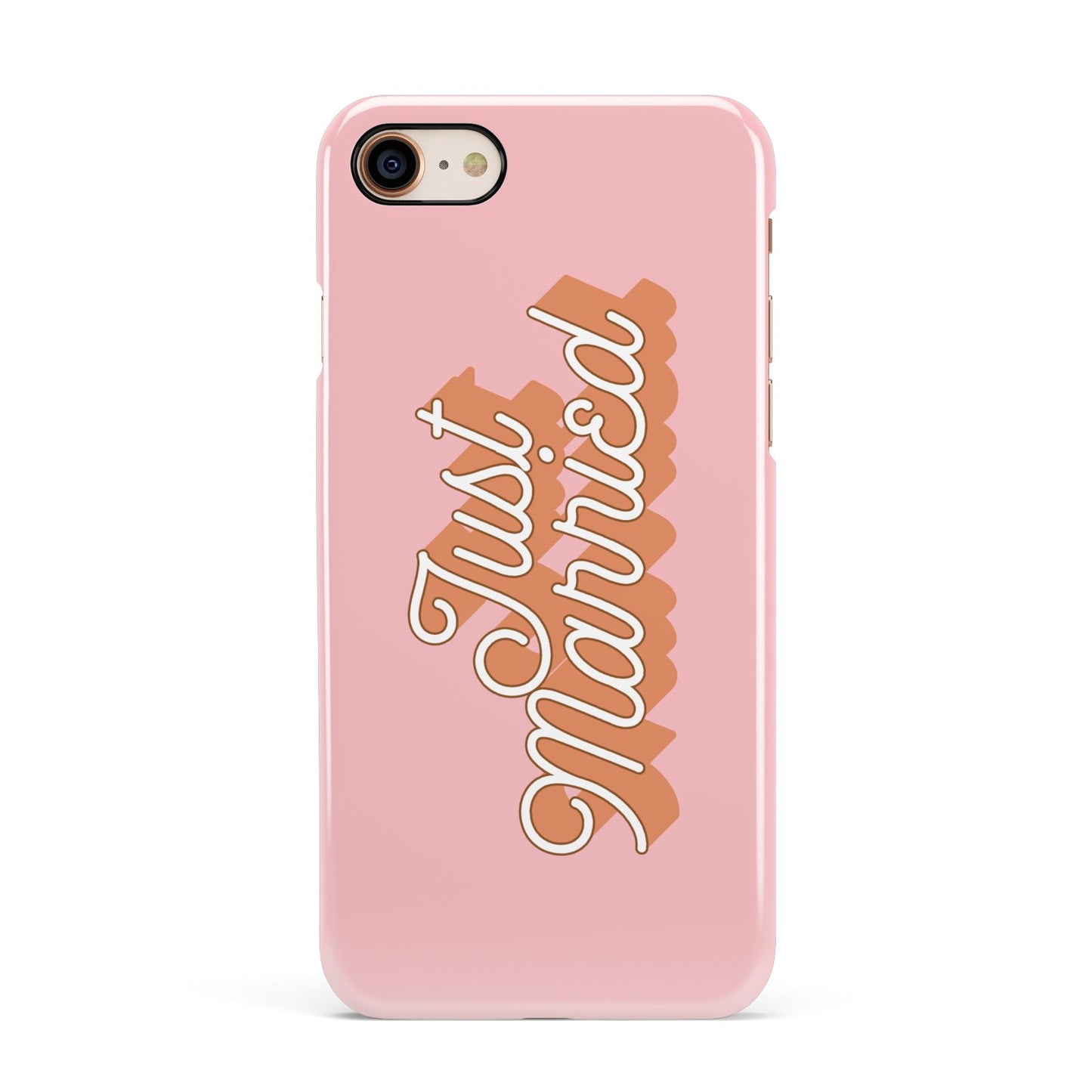 Just Married Pink Apple iPhone 7 8 3D Snap Case