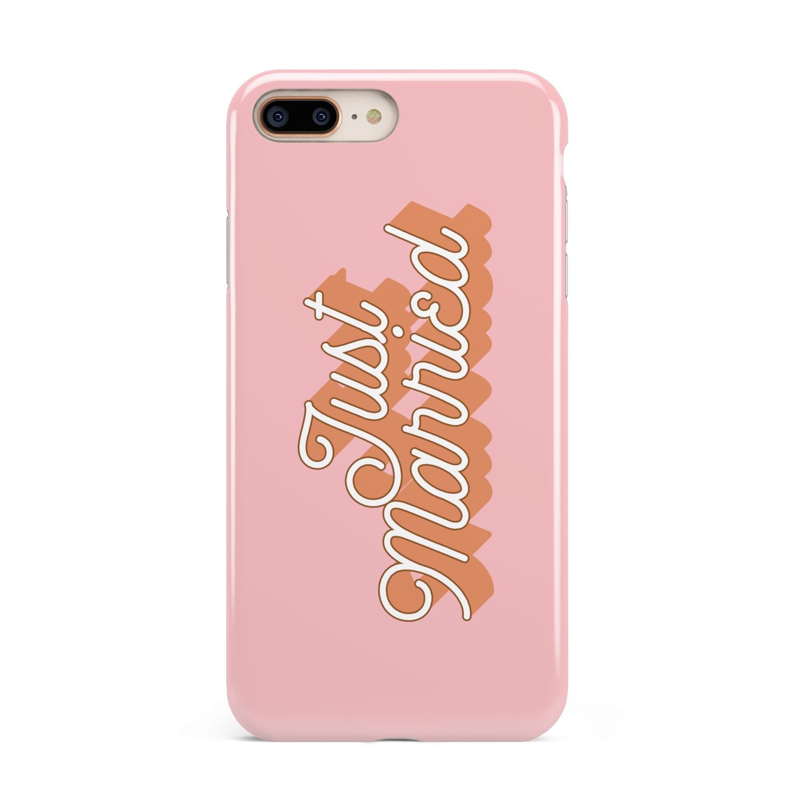 Just Married Pink Apple iPhone 7 8 Plus 3D Tough Case