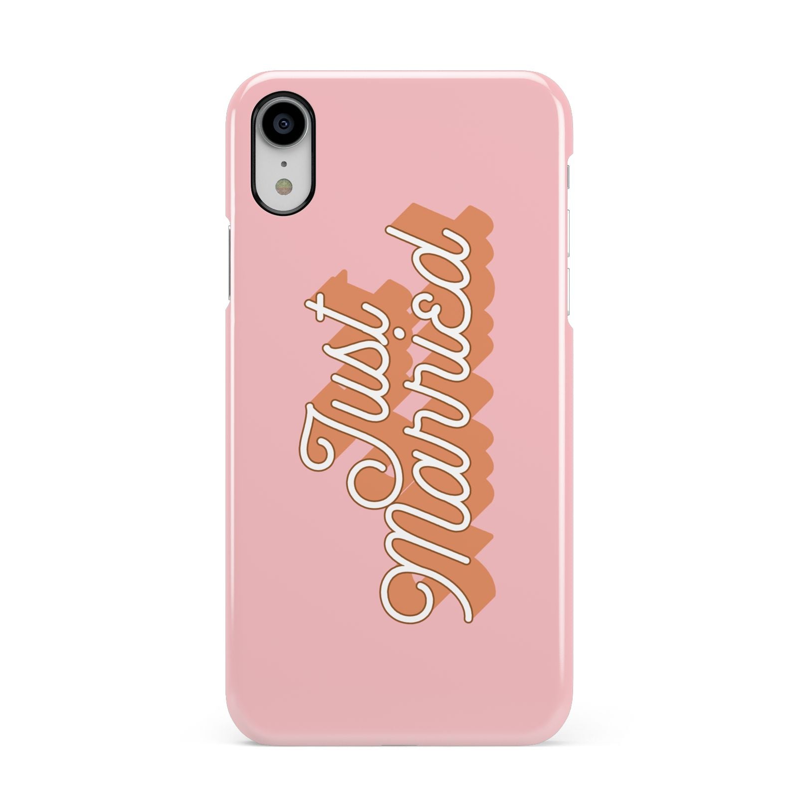 Just Married Pink Apple iPhone XR White 3D Snap Case