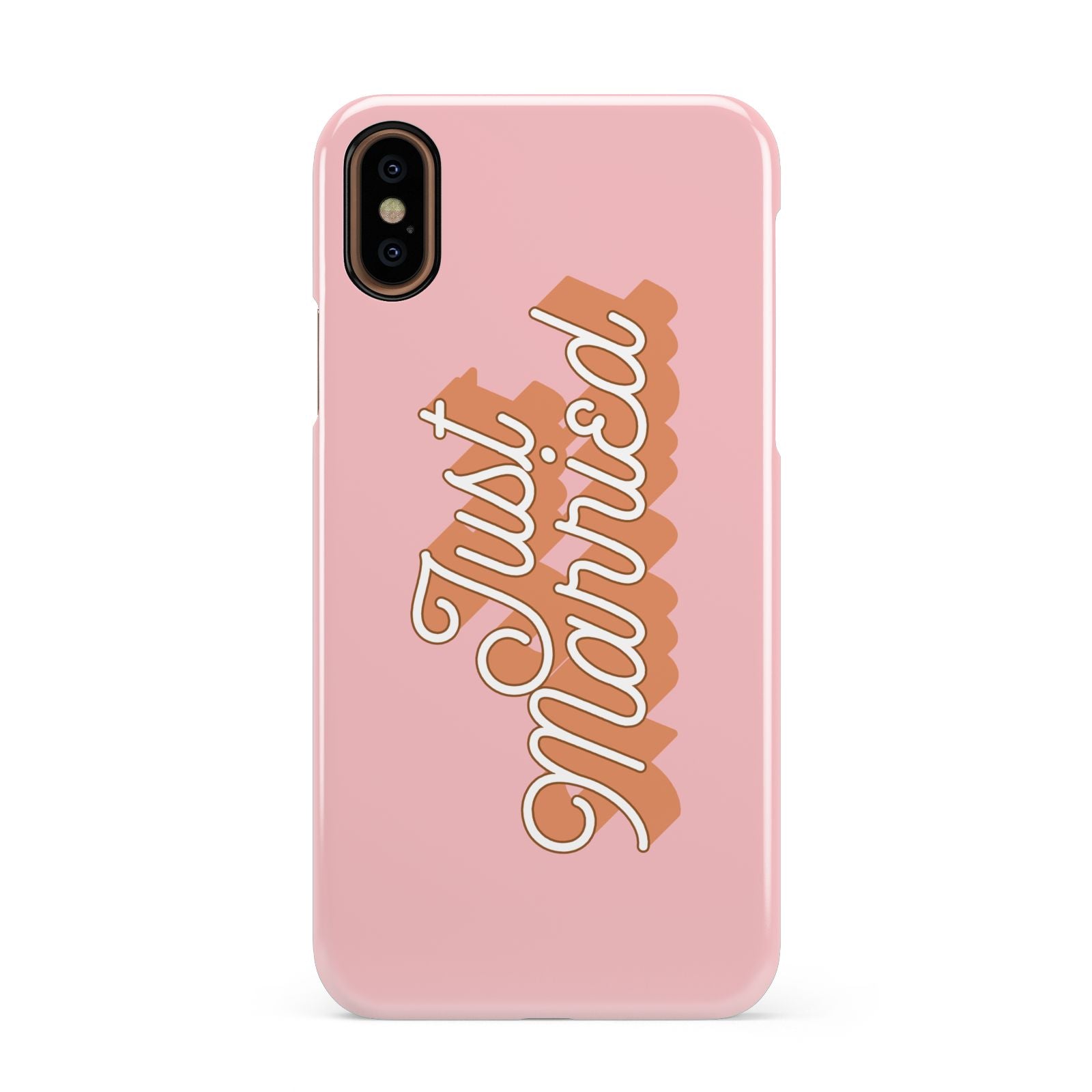 Just Married Pink Apple iPhone XS 3D Snap Case