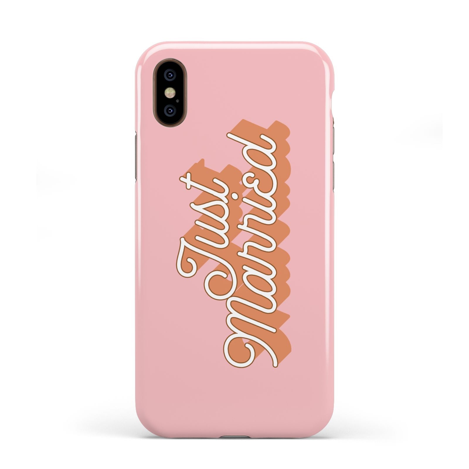 Just Married Pink Apple iPhone XS 3D Tough