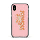 Just Married Pink Apple iPhone Xs Impact Case Black Edge on Black Phone