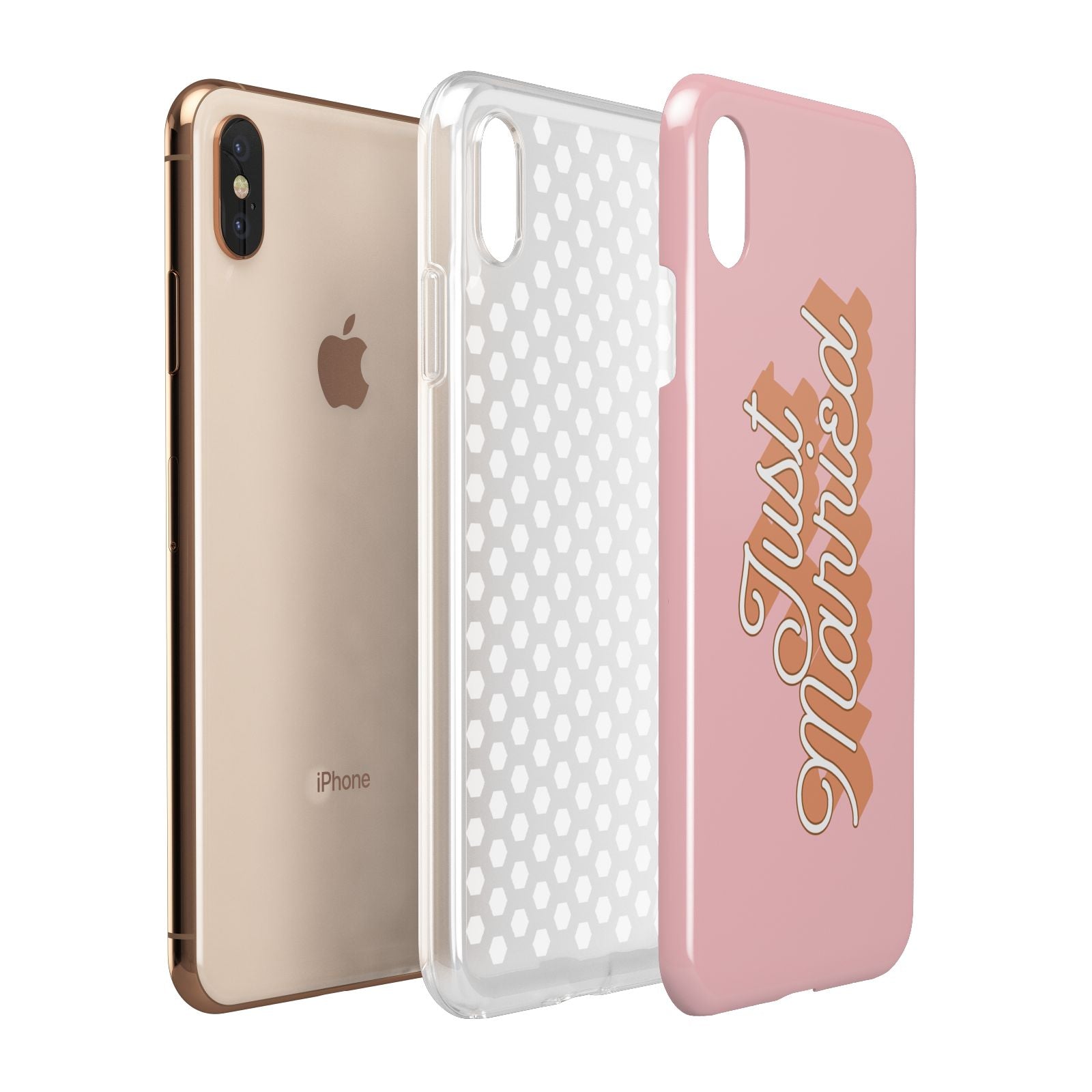 Just Married Pink Apple iPhone Xs Max 3D Tough Case Expanded View