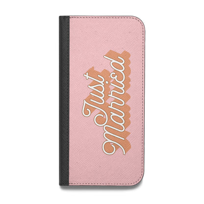 Just Married Pink Vegan Leather Flip iPhone Case