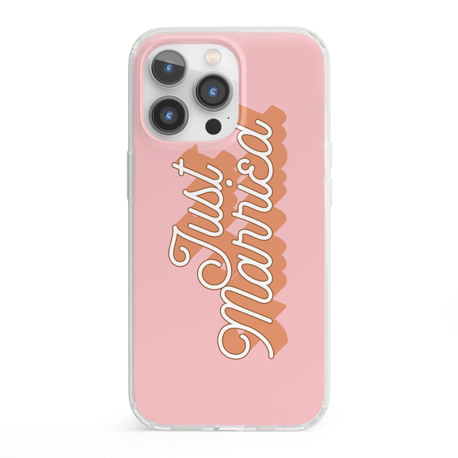 Just Married Pink iPhone 13 Pro Clear Bumper Case