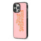 Just Married Pink iPhone 13 Pro Max Black Impact Case Side Angle on Silver phone