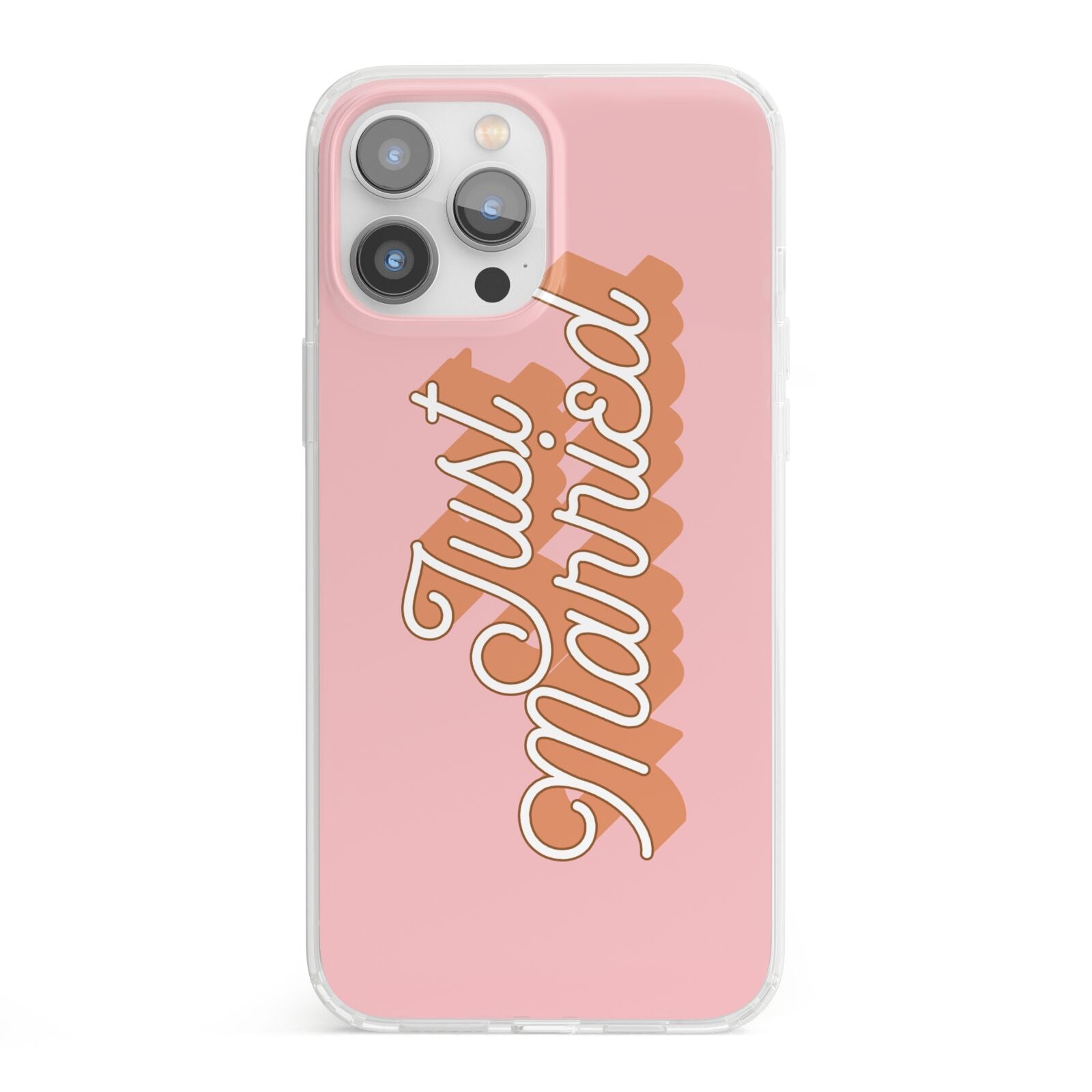 Just Married Pink iPhone 13 Pro Max Clear Bumper Case