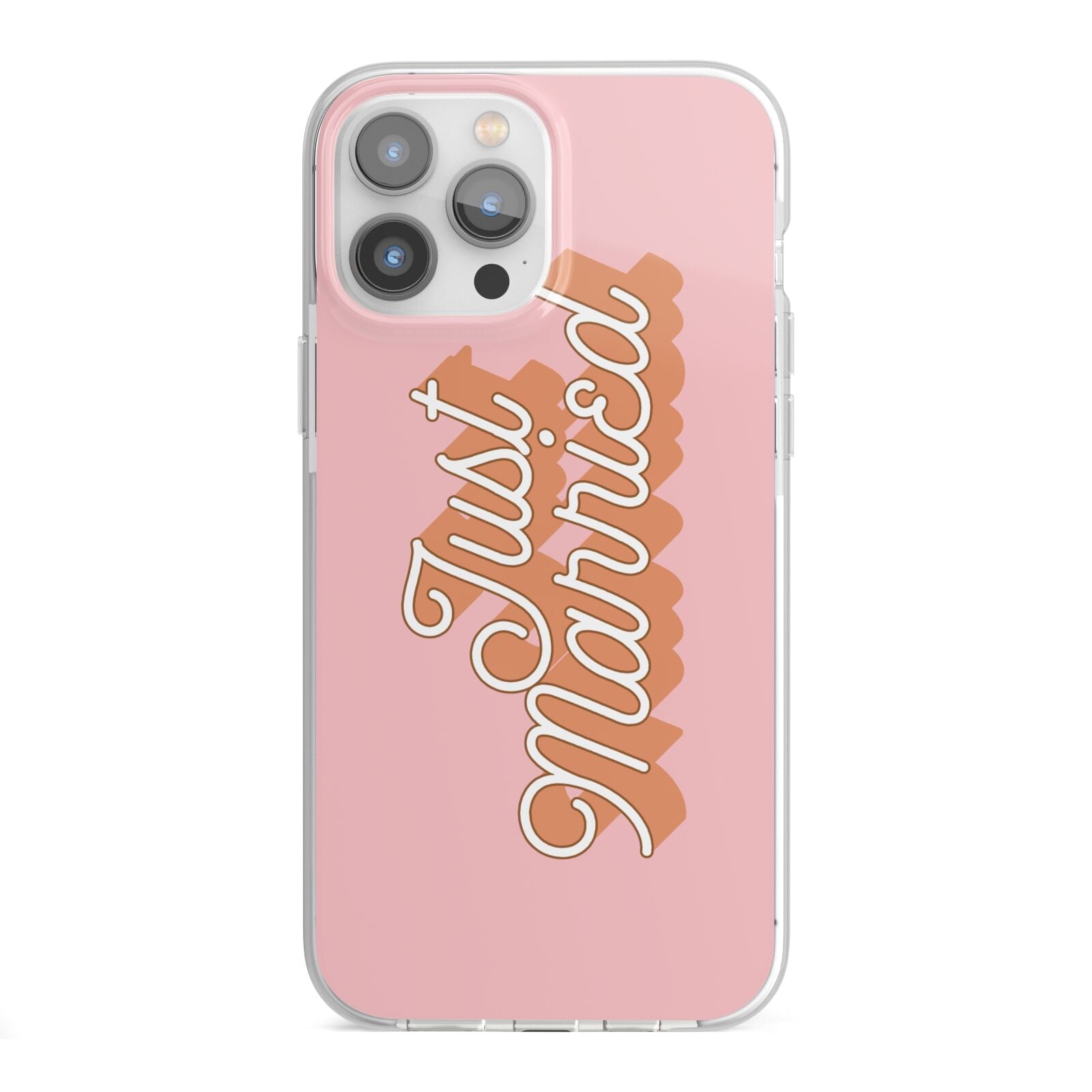 Just Married Pink iPhone 13 Pro Max TPU Impact Case with White Edges