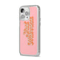 Just Married Pink iPhone 14 Pro Max Clear Tough Case Silver Angled Image