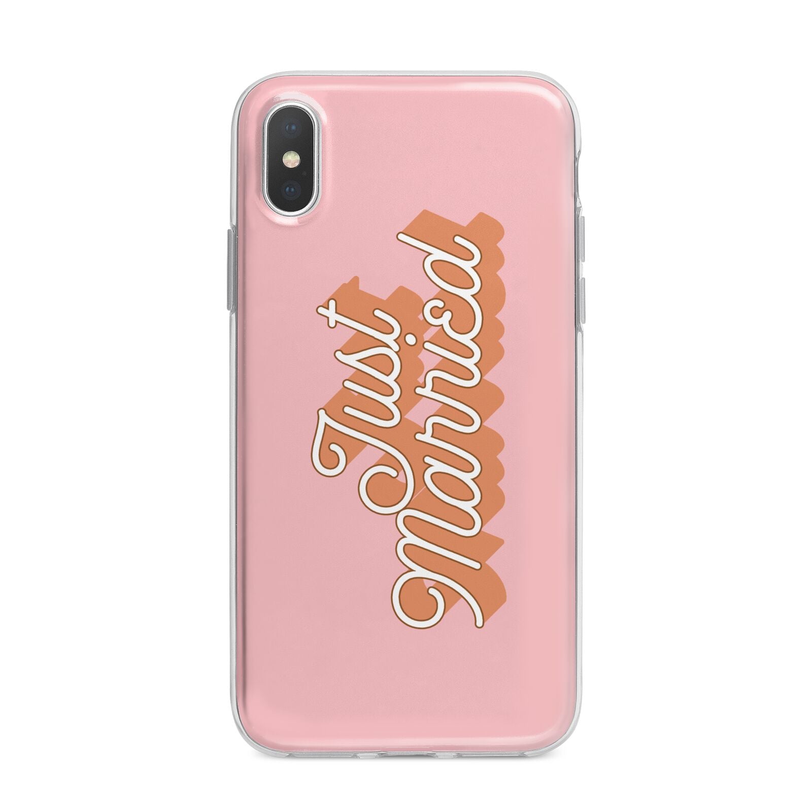 Just Married Pink iPhone X Bumper Case on Silver iPhone Alternative Image 1