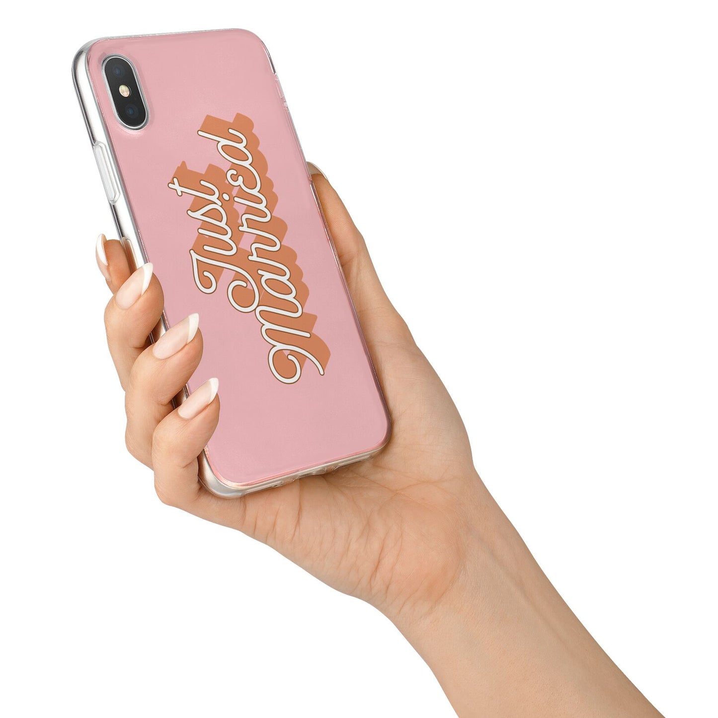 Just Married Pink iPhone X Bumper Case on Silver iPhone Alternative Image 2