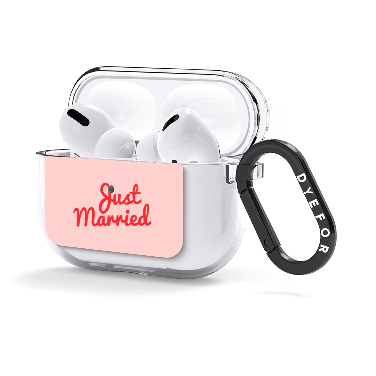 Just Married Red Pink AirPods Clear Case 3rd Gen Side Image