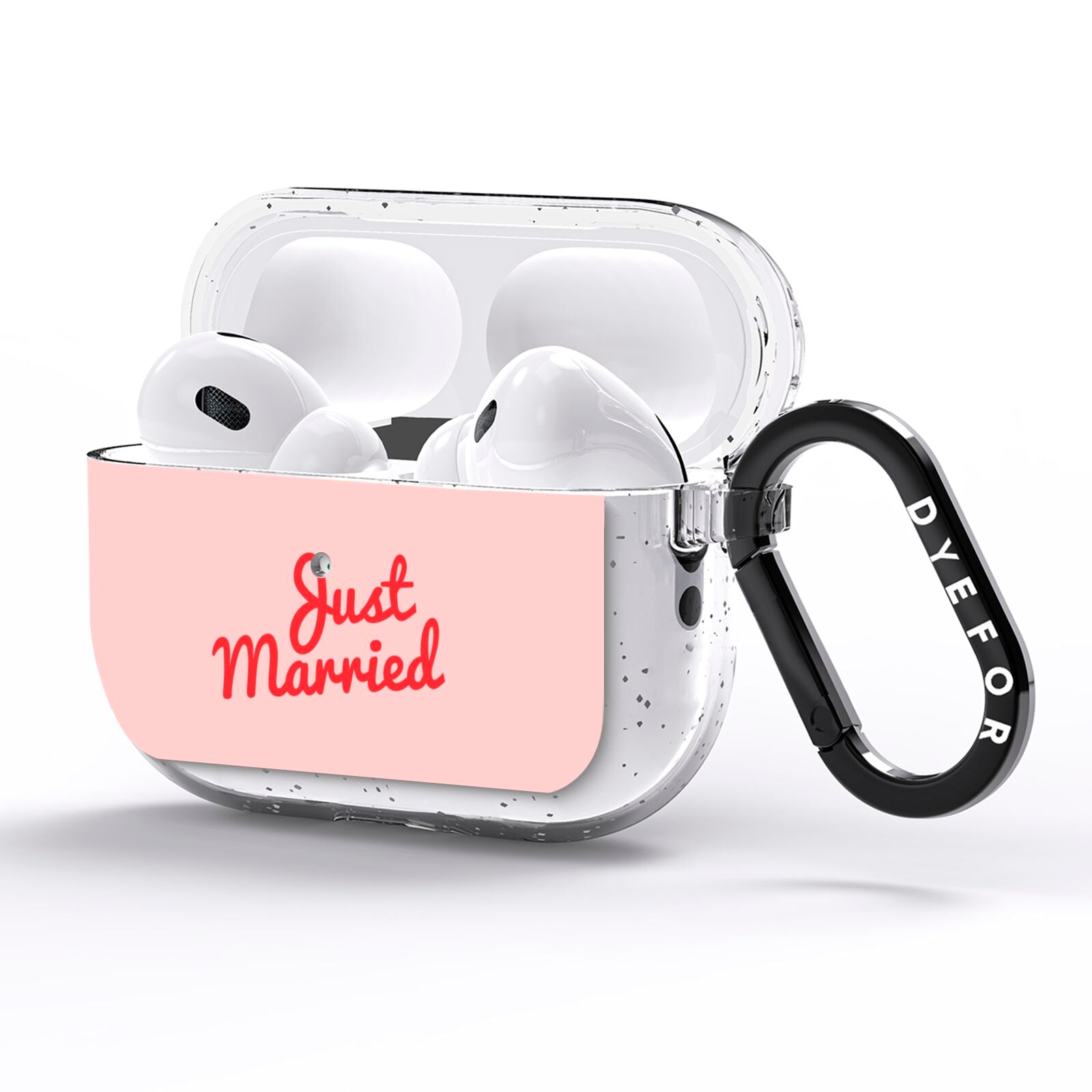 Just Married Red Pink AirPods Pro Glitter Case Side Image