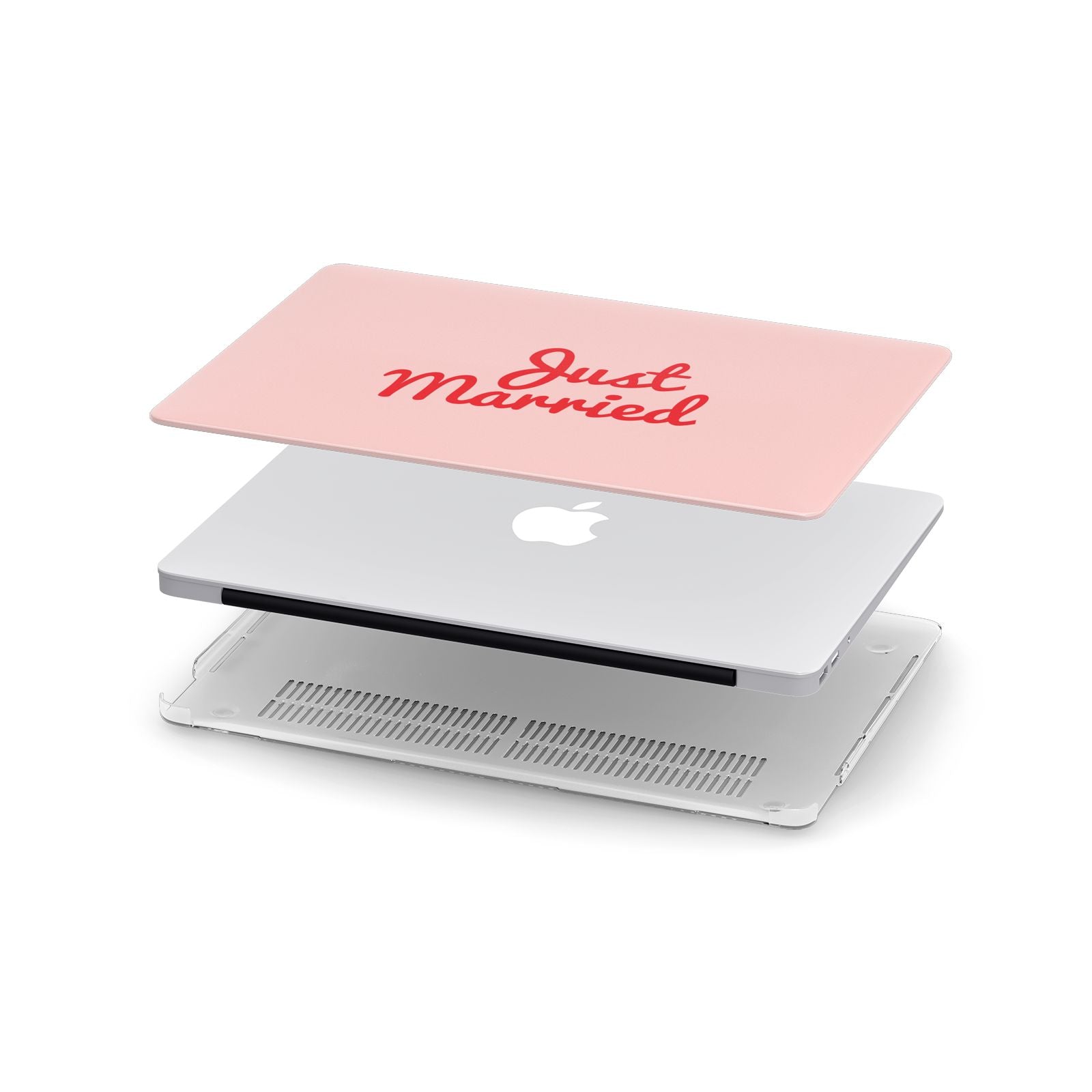 Just Married Red Pink Apple MacBook Case in Detail