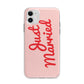 Just Married Red Pink Apple iPhone 11 in White with Bumper Case